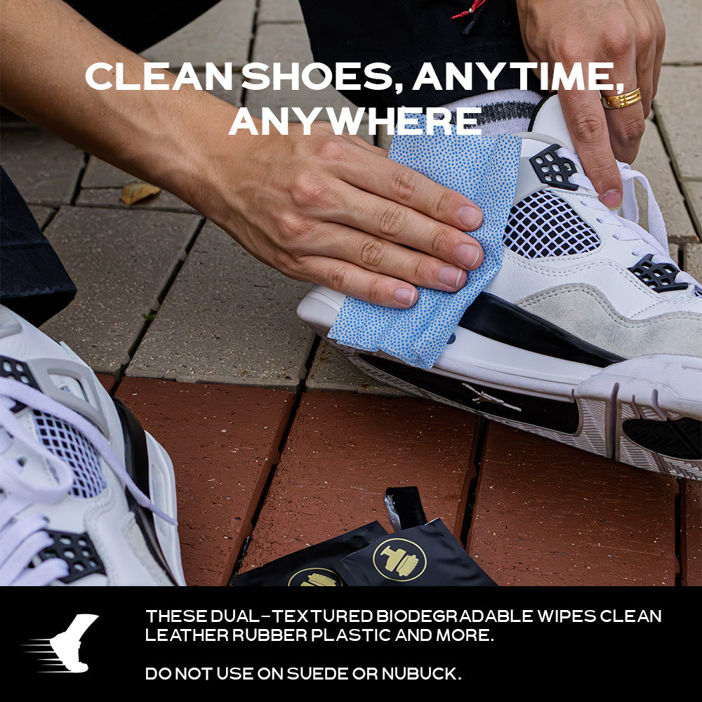 Dual-Textured Shoe Cleaning Wipes 40 Count – Safe on Sneakers, Leather, Canvas, Rubber – Removes Dirt, Scuffs, and Stains